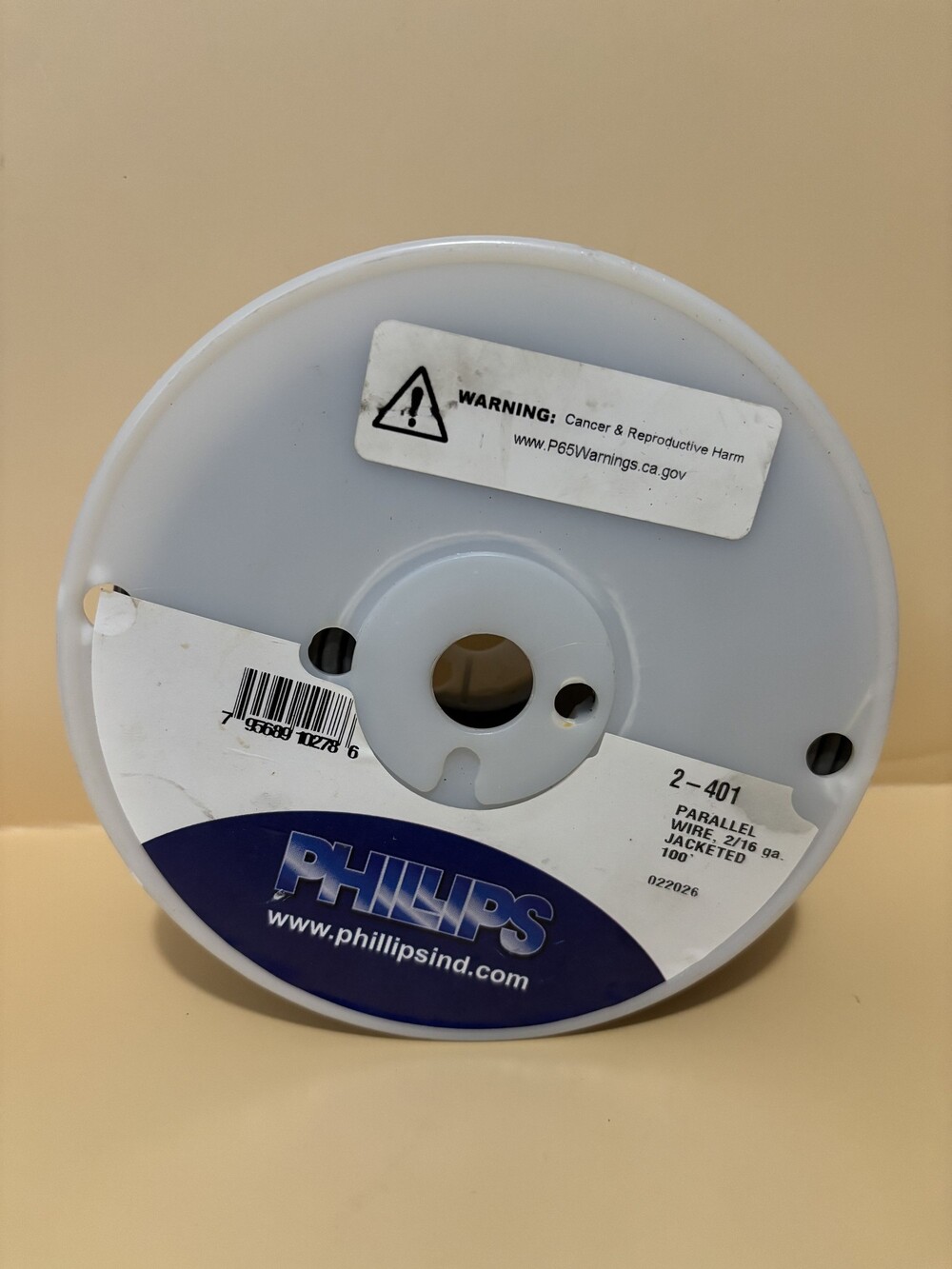 Phillips 2-401 Parallel Wire 2/16 Gauge Jacketed 100 Feet on White Spool